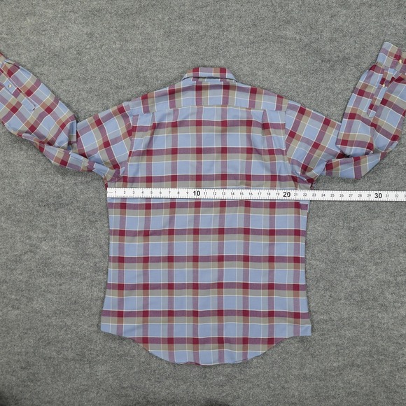 Vintage Levis Shirt Mens XL Blue Red Plaid Button Down Fitted Long Sleeve - Picture 6 of 8